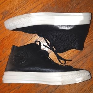 Converse leather high tops, black